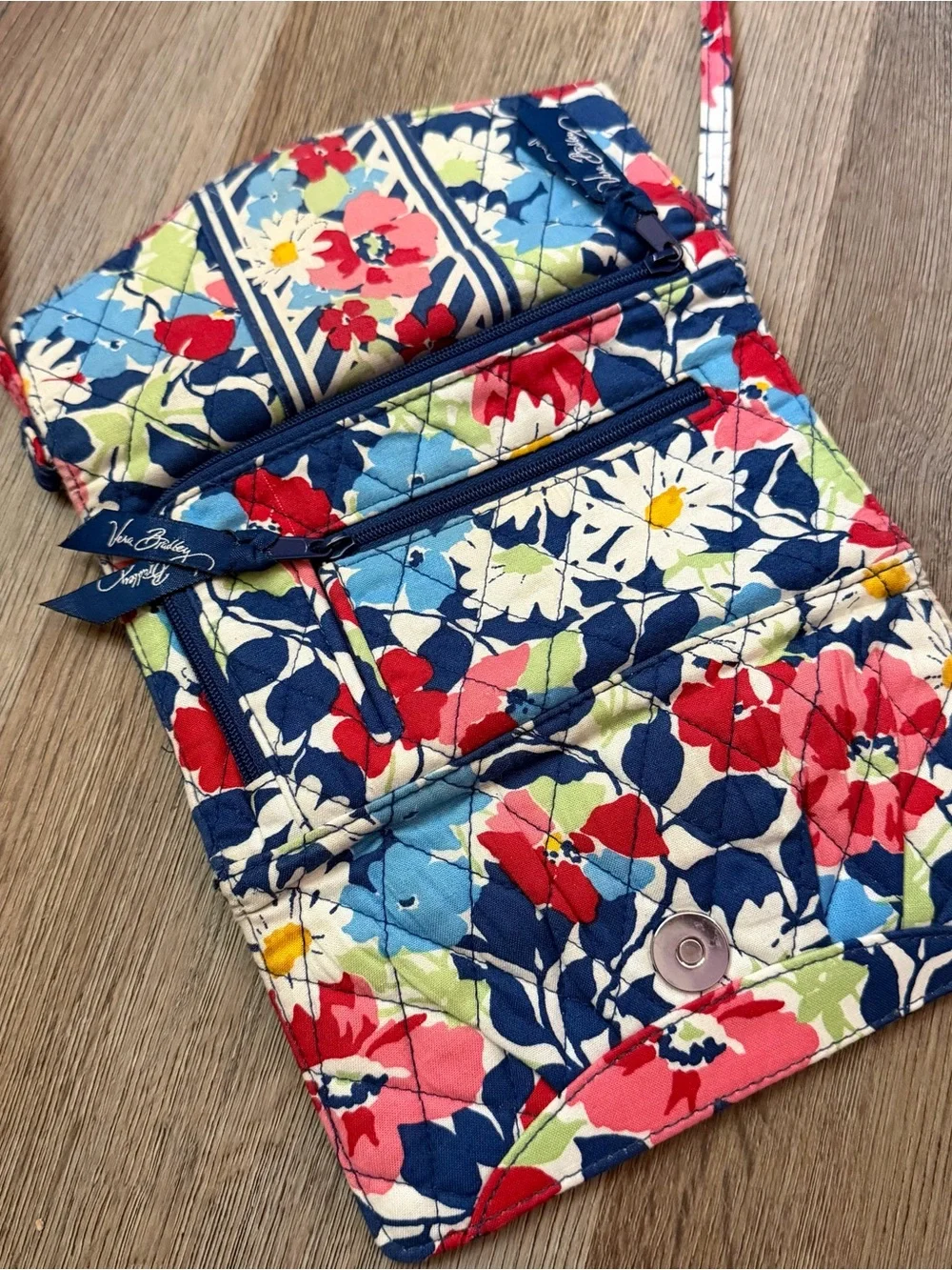 Vera Bradley Floral Quilted Crossbody in Navy, Red, Light Blue, White, Green